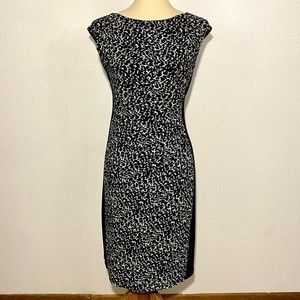 LAUREN Ralph Lauren Animal Print Shift Dress Size 2 Black Cream Jersey Knit